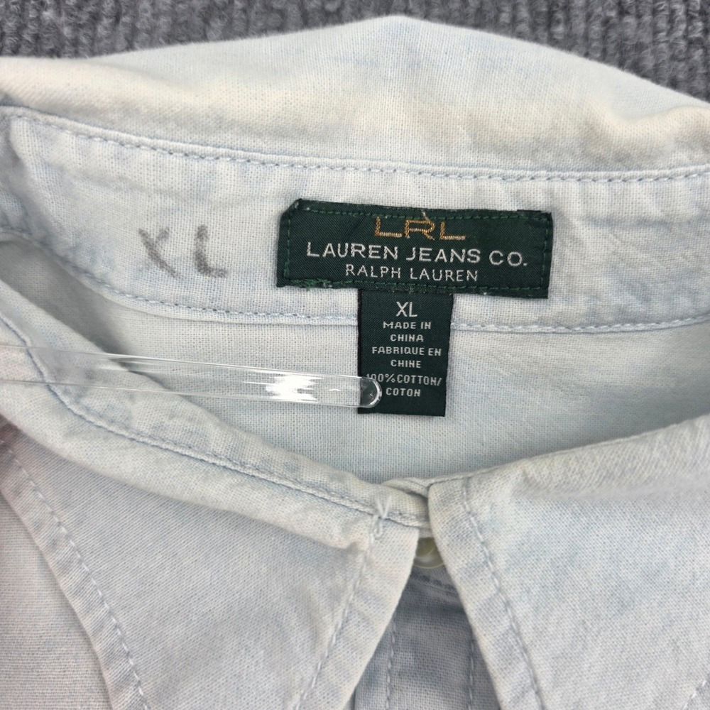 Lauren Ralph Lauren Jeans Co Womens XL Light Wash Denim Button Down Shirt 1104 - Picture 5 of 7